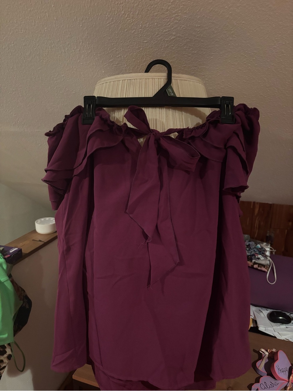 SHEIN Plum Off-Shoulder Ruffle Blouse